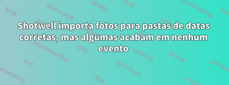 Shotwell importa fotos para pastas de datas corretas, mas algumas acabam em nenhum evento