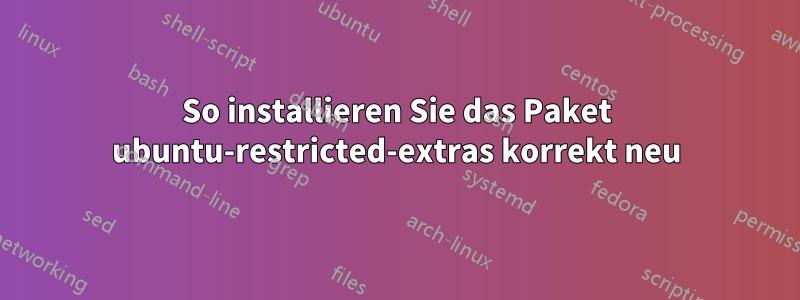 So installieren Sie das Paket ubuntu-restricted-extras korrekt neu