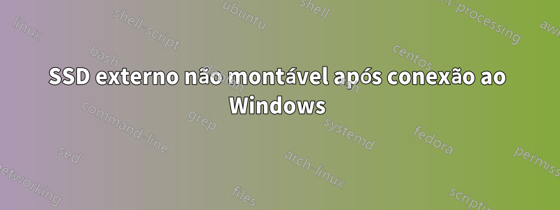 SSD externo não montável após conexão ao Windows