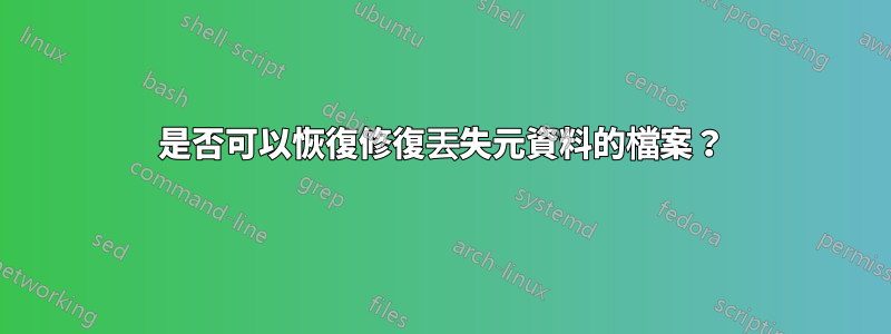 是否可以恢復修復丟失元資料的檔案？