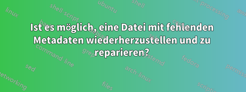 Ist es möglich, eine Datei mit fehlenden Metadaten wiederherzustellen und zu reparieren?