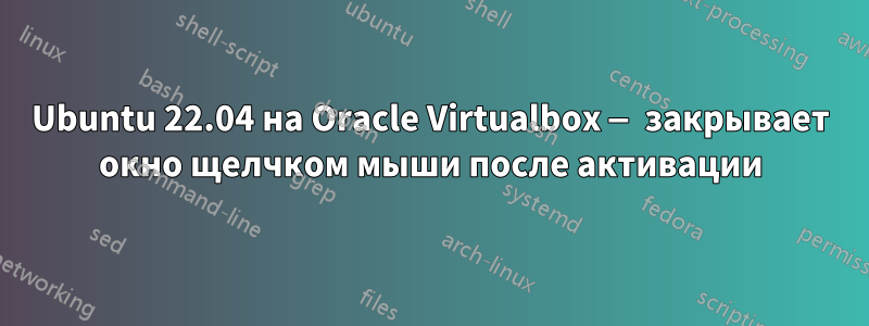 Ubuntu 22.04 на Oracle Virtualbox — закрывает окно щелчком мыши после активации