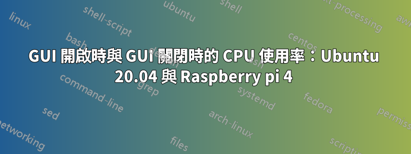 GUI 開啟時與 GUI 關閉時的 CPU 使用率：Ubuntu 20.04 與 Raspberry pi 4