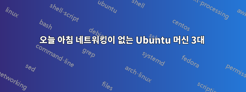 오늘 아침 네트워킹이 없는 Ubuntu 머신 3대