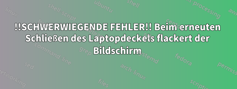 !!SCHWERWIEGENDE FEHLER!! Beim erneuten Schließen des Laptopdeckels flackert der Bildschirm