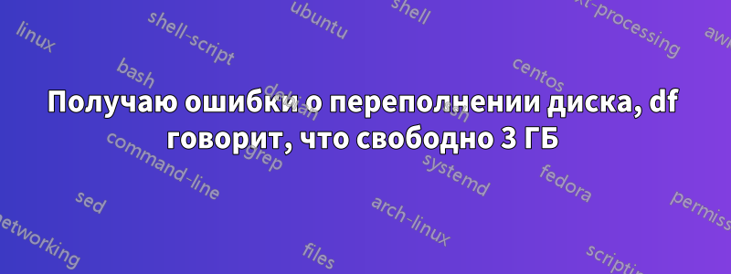 Получаю ошибки о переполнении диска, df говорит, что свободно 3 ГБ