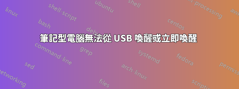 筆記型電腦無法從 USB 喚醒或立即喚醒