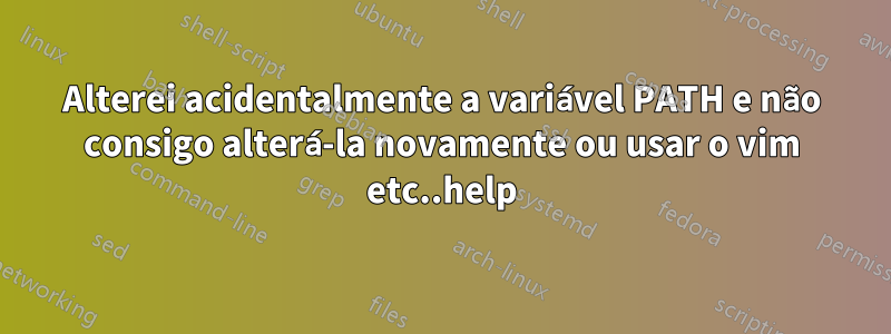 Alterei acidentalmente a variável PATH e não consigo alterá-la novamente ou usar o vim etc..help