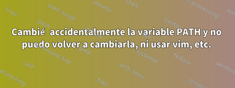 Cambié accidentalmente la variable PATH y no puedo volver a cambiarla, ni usar vim, etc.