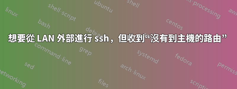 想要從 LAN 外部進行 ssh，但收到“沒有到主機的路由”