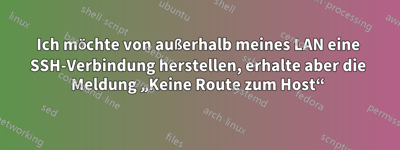 Ich möchte von außerhalb meines LAN eine SSH-Verbindung herstellen, erhalte aber die Meldung „Keine Route zum Host“