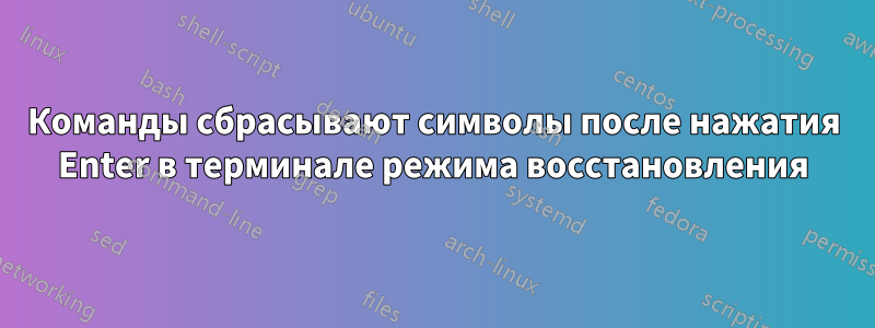 Команды сбрасывают символы после нажатия Enter в терминале режима восстановления