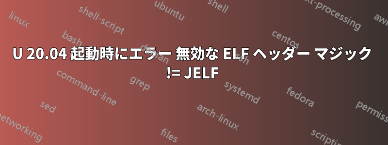 U 20.04 起動時にエラー 無効な ELF ヘッダー マジック != JELF