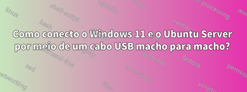 Como conecto o Windows 11 e o Ubuntu Server por meio de um cabo USB macho para macho?