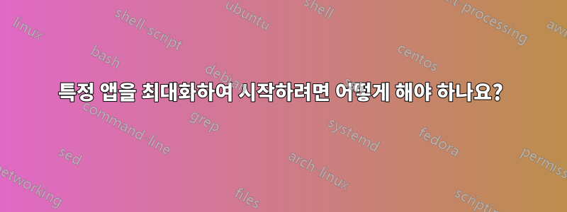 특정 앱을 최대화하여 시작하려면 어떻게 해야 하나요?