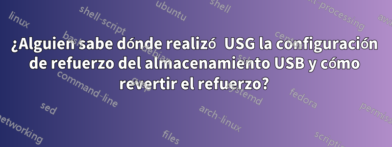 ¿Alguien sabe dónde realizó USG la configuración de refuerzo del almacenamiento USB y cómo revertir el refuerzo?