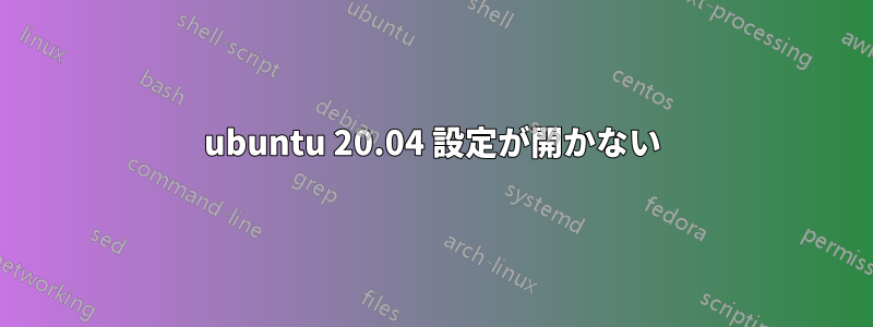 ubuntu 20.04 設定が開かない