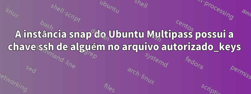 A instância snap do Ubuntu Multipass possui a chave ssh de alguém no arquivo autorizado_keys