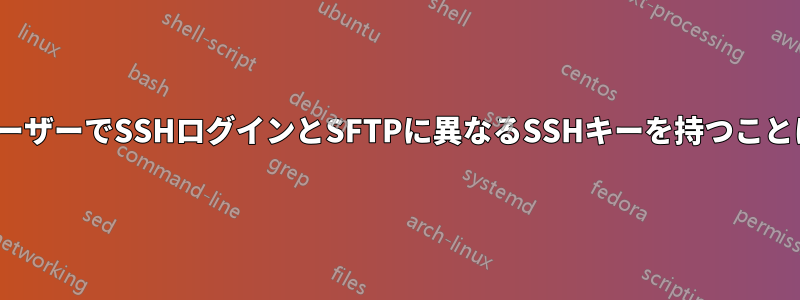 同じUbuntuユーザーでSSHログインとSFTPに異なるSSHキーを持つことは可能ですか？