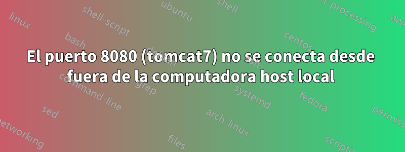 El puerto 8080 (tomcat7) no se conecta desde fuera de la computadora host local