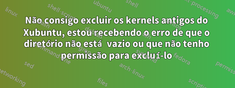 Não consigo excluir os kernels antigos do Xubuntu, estou recebendo o erro de que o diretório não está vazio ou que não tenho permissão para excluí-lo