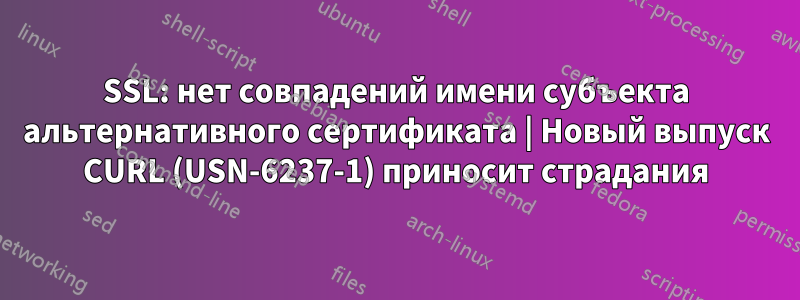 SSL: нет совпадений имени субъекта альтернативного сертификата | Новый выпуск CURL (USN-6237-1) приносит страдания