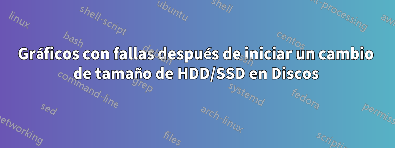 Gráficos con fallas después de iniciar un cambio de tamaño de HDD/SSD en Discos