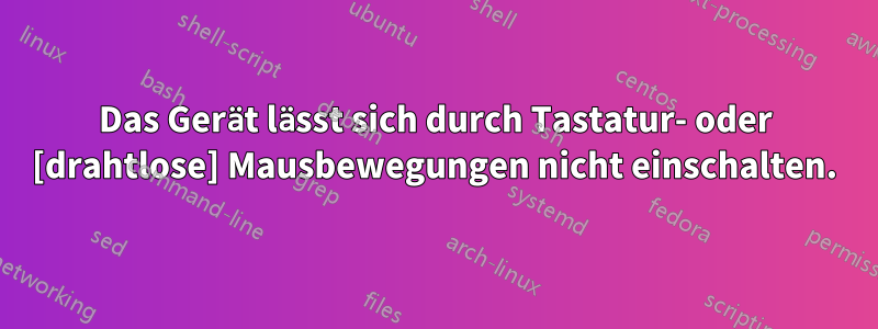 Das Gerät lässt sich durch Tastatur- oder [drahtlose] Mausbewegungen nicht einschalten.