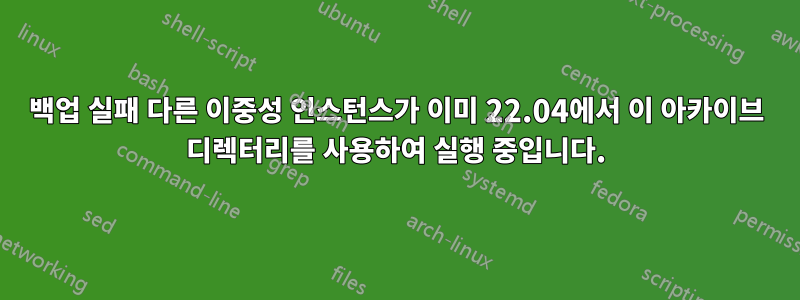 백업 실패 다른 이중성 인스턴스가 이미 22.04에서 이 아카이브 디렉터리를 사용하여 실행 중입니다.