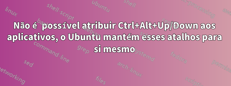 Não é possível atribuir Ctrl+Alt+Up/Down aos aplicativos, o Ubuntu mantém esses atalhos para si mesmo