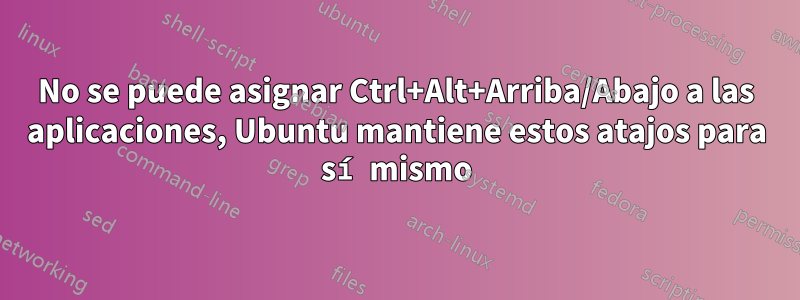 No se puede asignar Ctrl+Alt+Arriba/Abajo a las aplicaciones, Ubuntu mantiene estos atajos para sí mismo