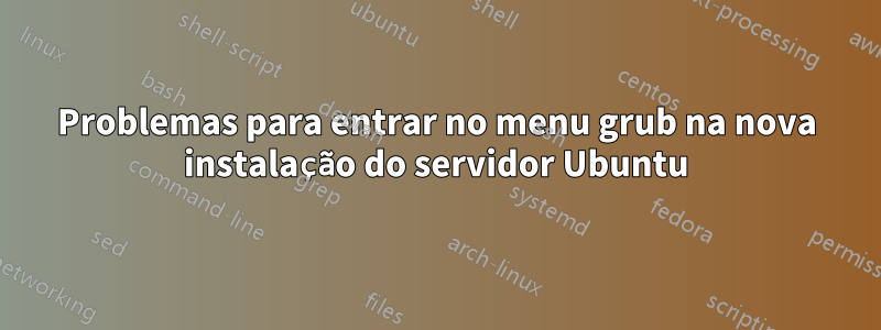 Problemas para entrar no menu grub na nova instalação do servidor Ubuntu