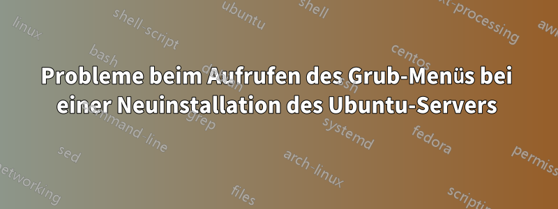 Probleme beim Aufrufen des Grub-Menüs bei einer Neuinstallation des Ubuntu-Servers