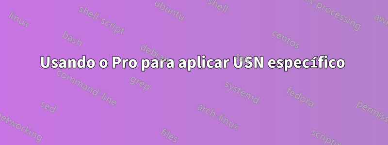 Usando o Pro para aplicar USN específico