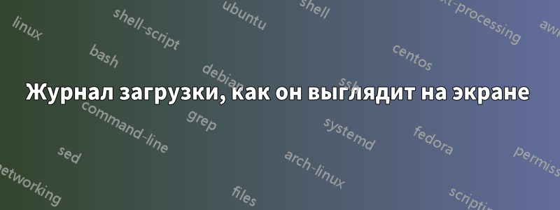 Журнал загрузки, как он выглядит на экране