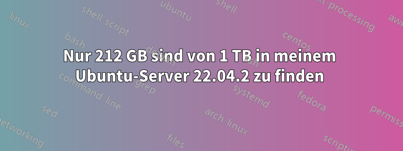 Nur 212 GB sind von 1 TB in meinem Ubuntu-Server 22.04.2 zu finden