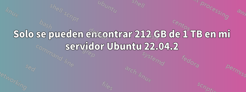 Solo se pueden encontrar 212 GB de 1 TB en mi servidor Ubuntu 22.04.2