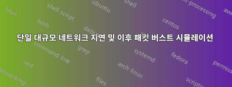 단일 대규모 네트워크 지연 및 이후 패킷 버스트 시뮬레이션