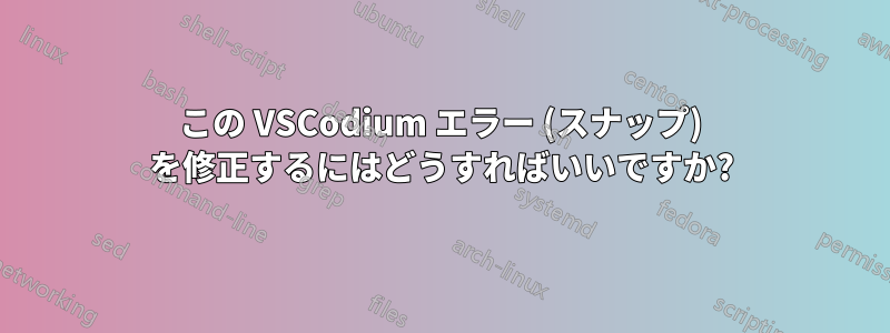この VSCodium エラー (スナップ) を修正するにはどうすればいいですか?