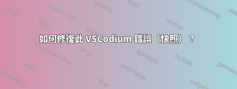 如何修復此 VSCodium 錯誤（快照）？