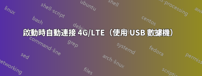 啟動時自動連接 4G/LTE（使用 USB 數據機）