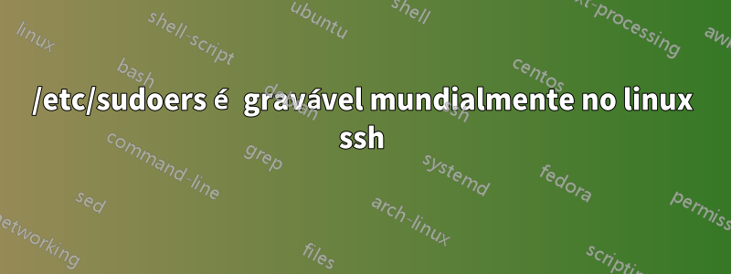 /etc/sudoers é gravável mundialmente no linux ssh