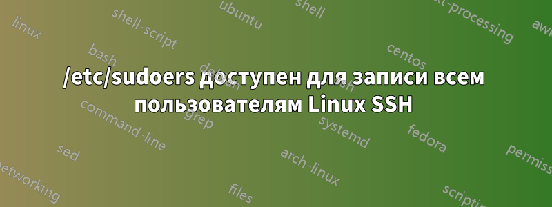 /etc/sudoers доступен для записи всем пользователям Linux SSH