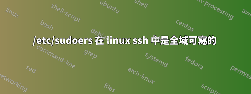 /etc/sudoers 在 linux ssh 中是全域可寫的