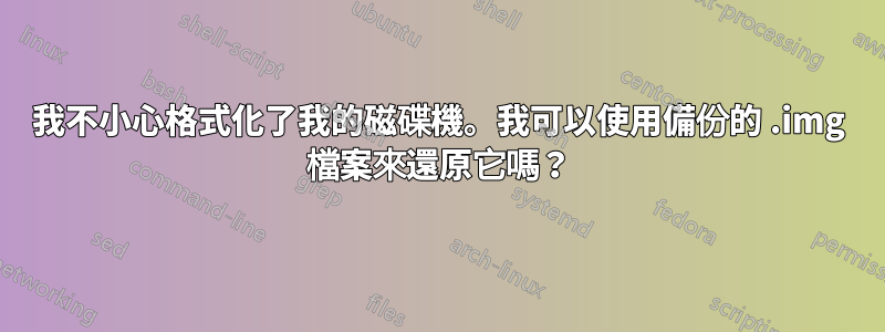 我不小心格式化了我的磁碟機。我可以使用備份的 .img 檔案來還原它嗎？