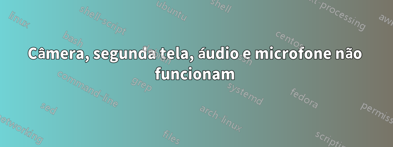 Câmera, segunda tela, áudio e microfone não funcionam