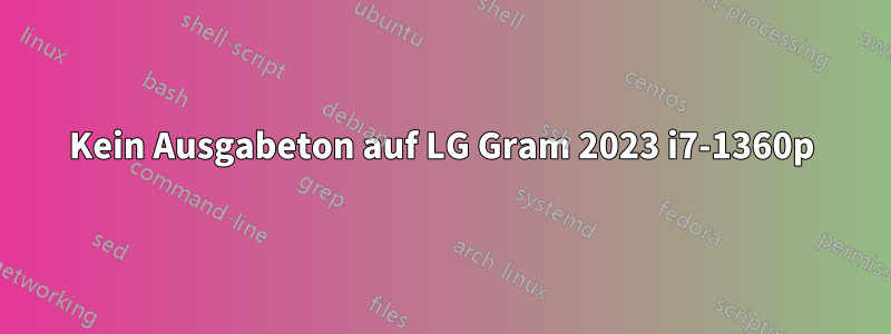 Kein Ausgabeton auf LG Gram 2023 i7-1360p