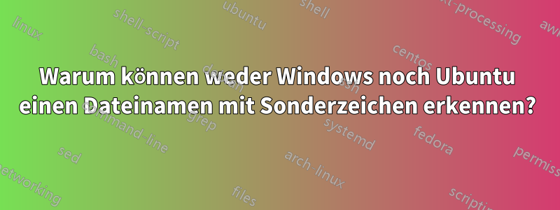 Warum können weder Windows noch Ubuntu einen Dateinamen mit Sonderzeichen erkennen?