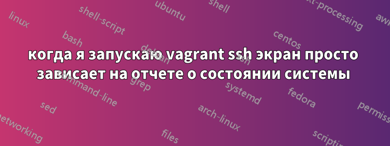 когда я запускаю vagrant ssh экран просто зависает на отчете о состоянии системы