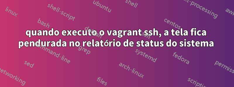 quando executo o vagrant ssh, a tela fica pendurada no relatório de status do sistema